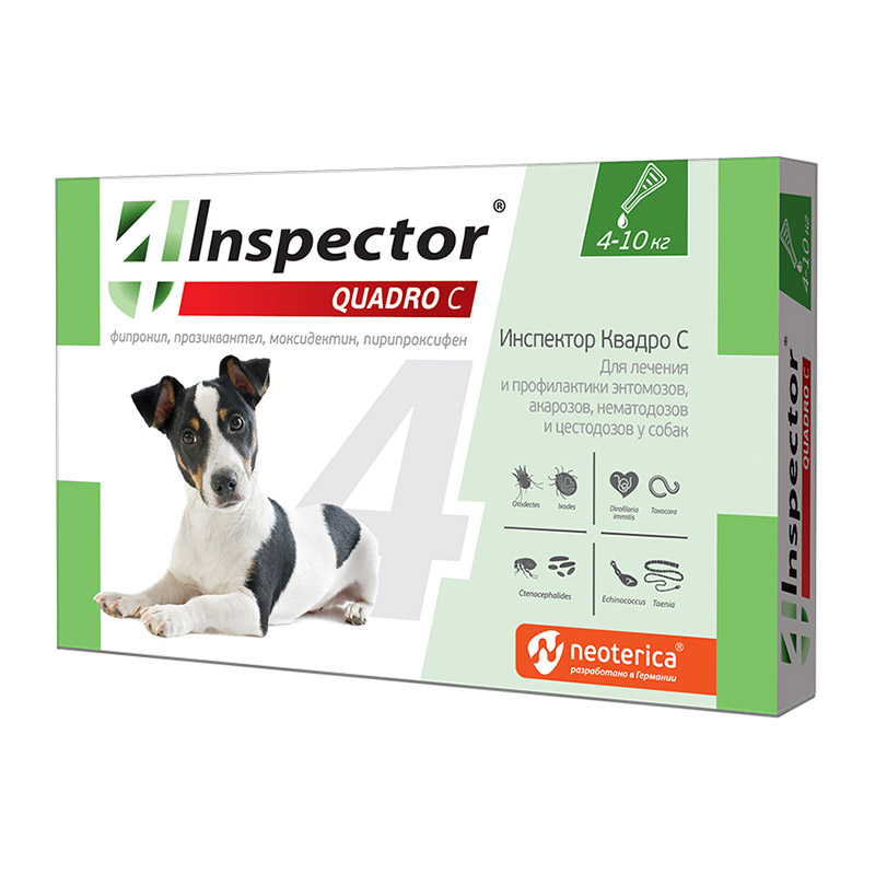 картинка Инспектор (Inspector) капли на холку антипаразитарные для собак весом от 4 до 10 кг, 3 пипетки. от магазина Зоокалуга