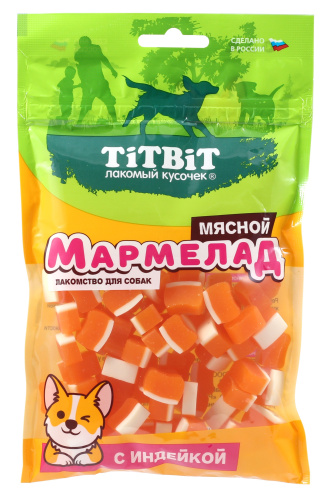 картинка ТитБит (TiTBiT) Мармелад мясной для собак с индейкой. 120 гр. 1*20 от магазина Зоокалуга