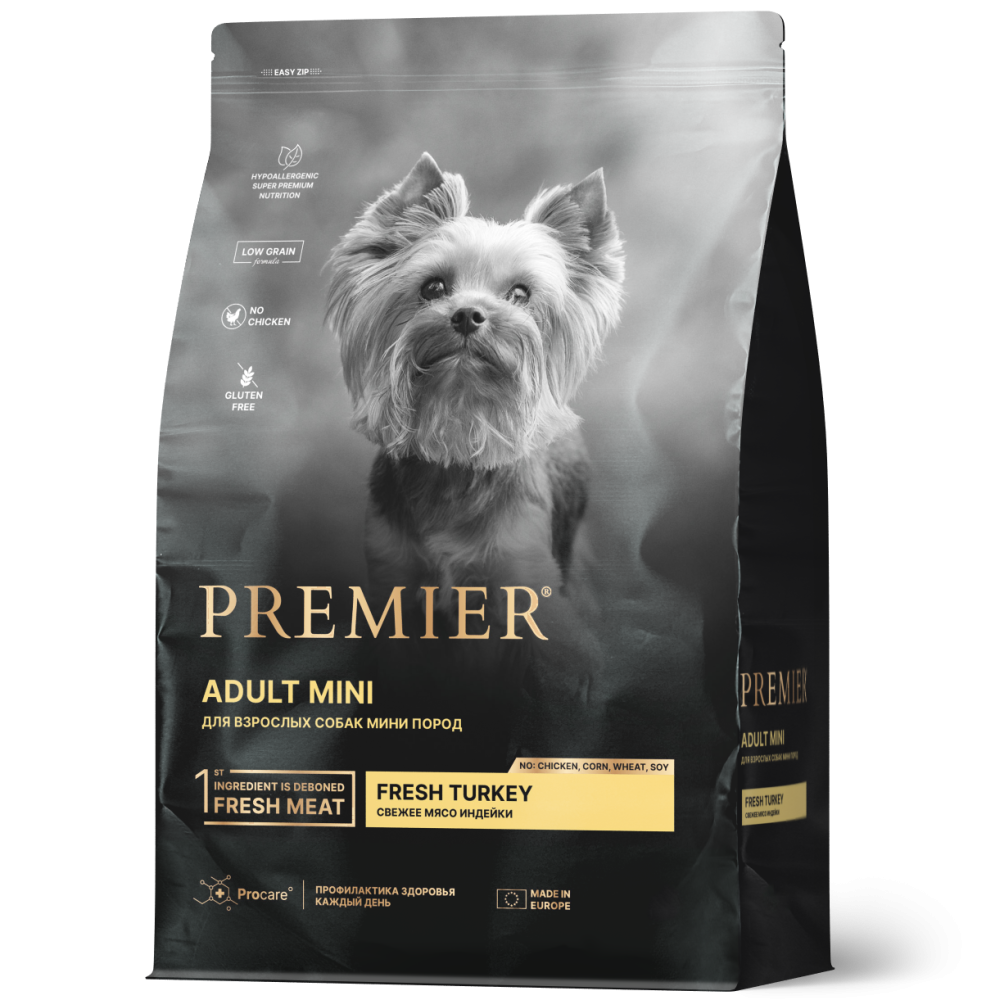 картинка Премьер (Premier) сухой корм для собак мелких пород, Свежее мясо индейки, 1 кг. от магазина Зоокалуга