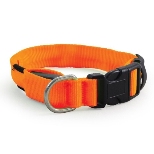 картинка Ошейник Триол (Triol) для собак светодиодный неон S, оранжевый, 20*23-31 см. от магазина Зоокалуга