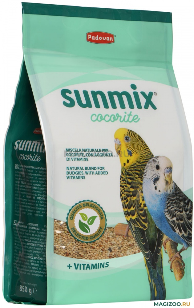 картинка Падован Санмикс (Padovan Sunmix) основной корм для волнистых попугаев, 850 гр. от магазина Зоокалуга