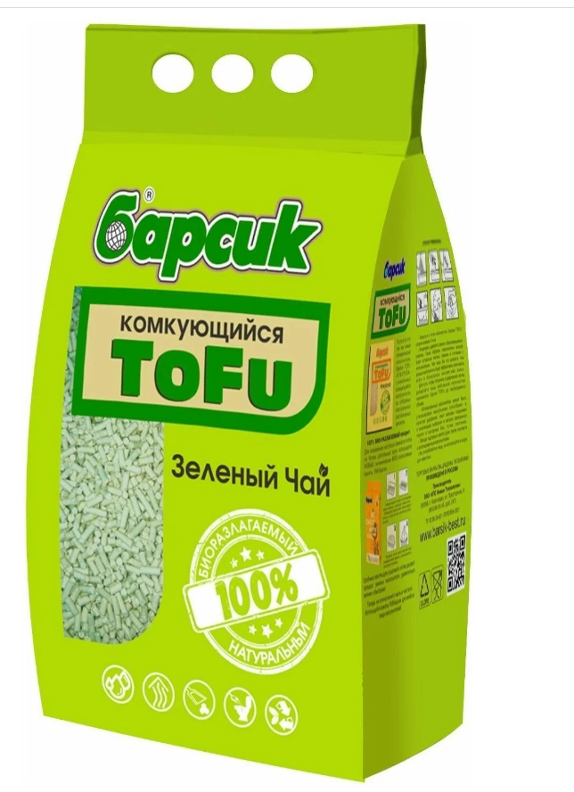картинка Барсик наполнитель комкующийся TOFU "Зеленый чай" для кошек, 15 л. от магазина Зоокалуга