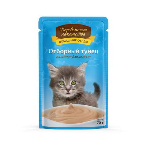 картинка ДЕРЕВ.ЛАКОМ 70г пауч д/котят Отборный тунец паштет 1*12 от магазина Зоокалуга
