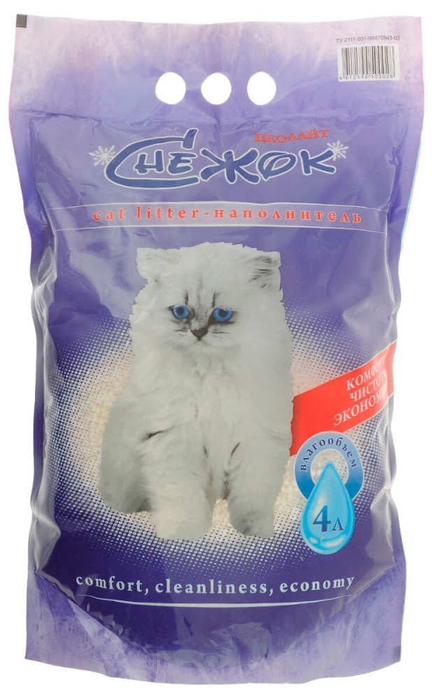 картинка Наполнитель Снежок Цеолайт для кошек, впитывающий 4 л. от магазина Зоокалуга