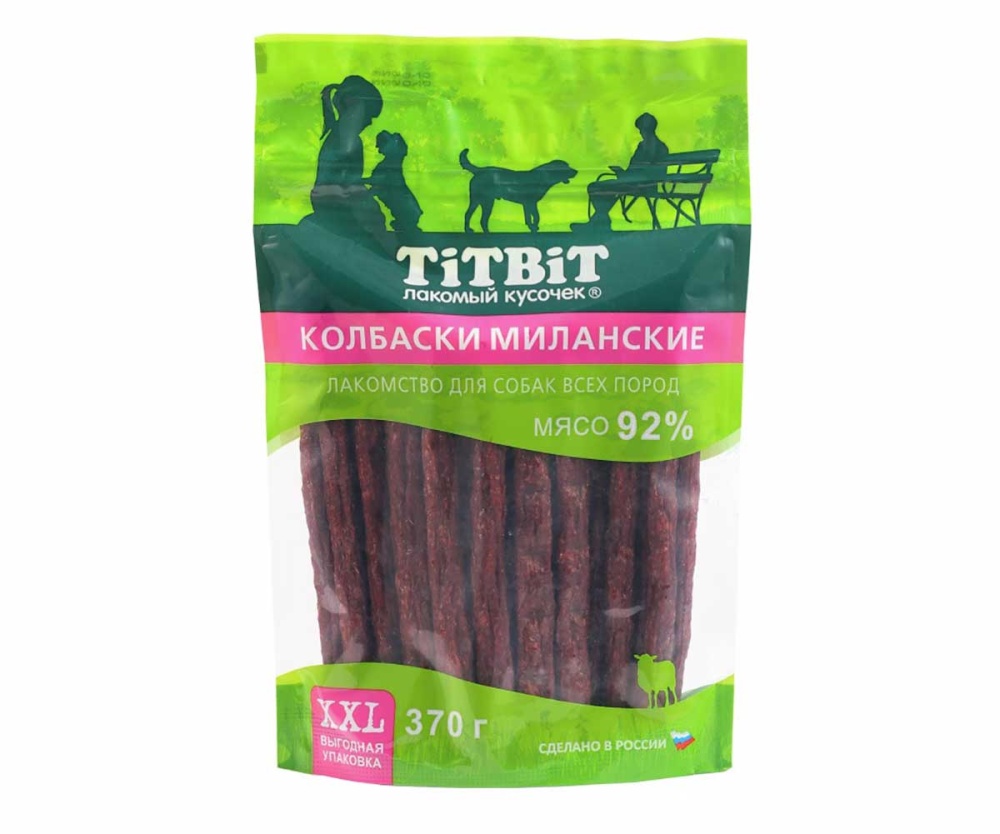 картинка ТитБит (TitBit) колбаски Миланские для собак, 370 гр. от магазина Зоокалуга