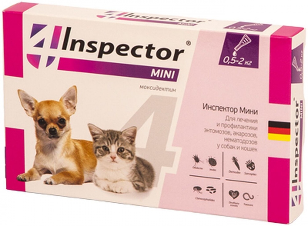 картинка Инспектор (Inspector Quadro K) капли на холку антипаразитарные для кошек и собак весом до 2 кг. от магазина Зоокалуга