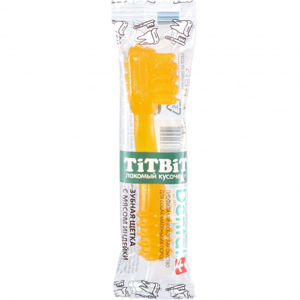 картинка ТитБит Дентал+ Зубная щетка с индейкой для собак мелких пород от магазина Зоокалуга