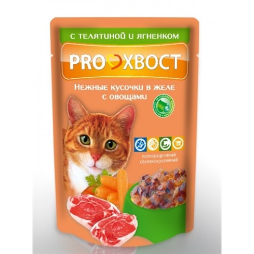 картинка Прохвост консервированный корм для кошек, телятина/ягненок в желе, 85 гр. от магазина Зоокалуга