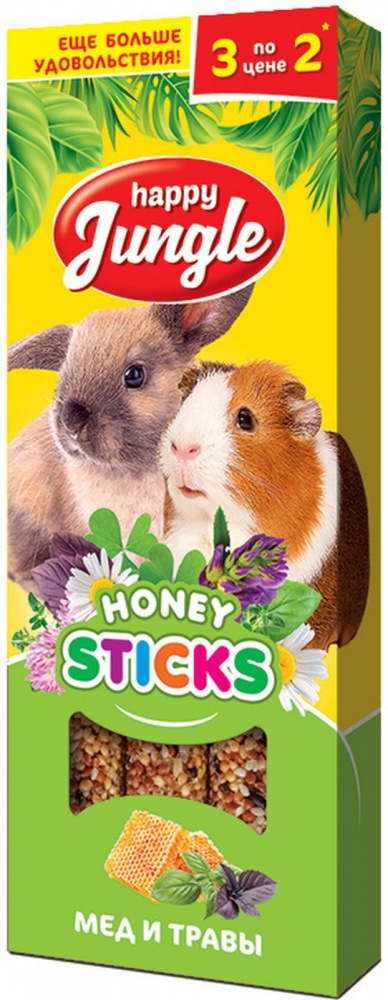 картинка Хэппи Джангл (Happy Jungle) лакомство - палочки для крупных грызунов, мед и травы, 3 шт. от магазина Зоокалуга