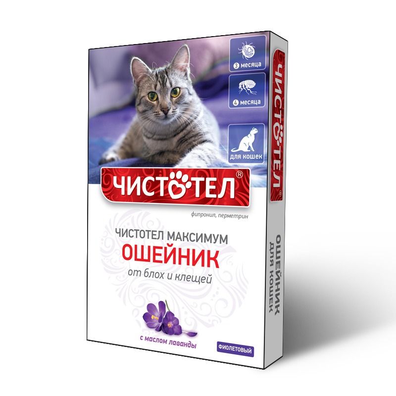 картинка Чистотел ошейник Максимум антипаразитарный для кошек, фиолетовый от магазина Зоокалуга