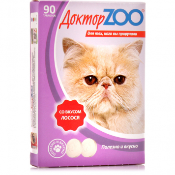 картинка Доктор Зоо витамины для кошек со вкусом лосося, 90 таб. от магазина Зоокалуга