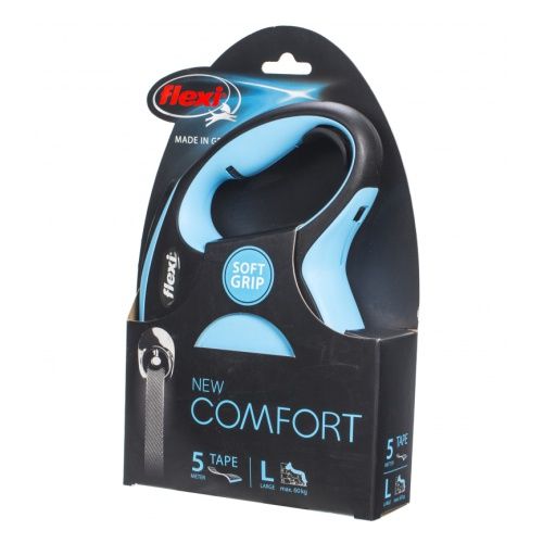 картинка Рулетка Флекси  New Comfort Tape L 5м до 60кг ГОЛУБАЯ ремень от магазина Зоокалуга