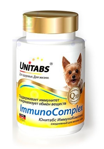 картинка Витамины Юнитабс Иммуно Q10 для собак мелких пород для поддержания иммунитета, 100 таб. от магазина Зоокалуга
