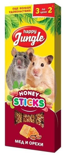 картинка Хэппи Джангл (Happy Jungle) лакомство - палочки для мелких грызунов, мед и орехи, 3 шт. от магазина Зоокалуга