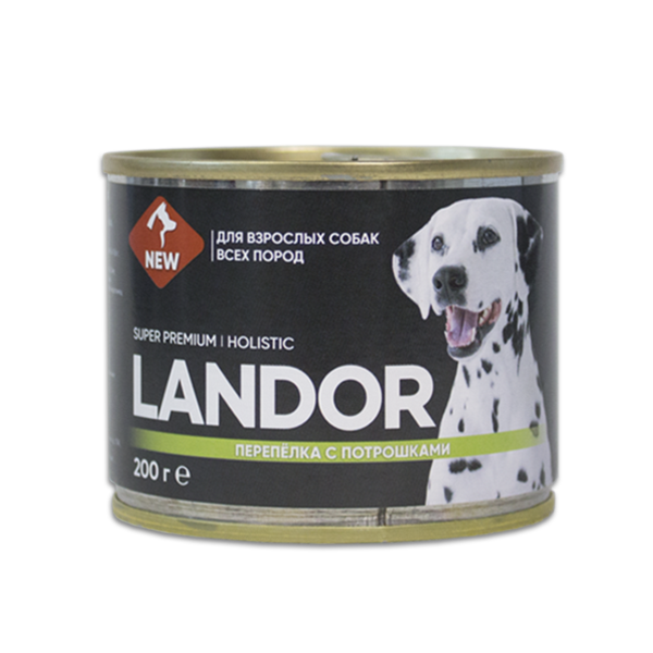картинка Ландор (Landor) корм консервированный для собак мелких пород, Перепелка/потрошки, 0,2 кг. от магазина Зоокалуга