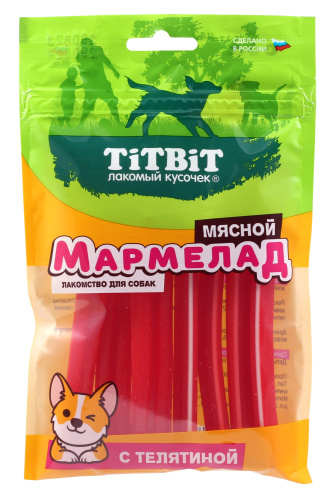 картинка ТитБит (TiTBiT) Мармелад мясной для собак с телятиной. 120 гр. 1*20 от магазина Зоокалуга