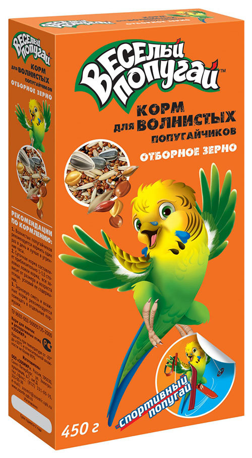 картинка Корм Веселый попугай для волнистых попугаев "Отборное зерно", 450 гр. от магазина Зоокалуга