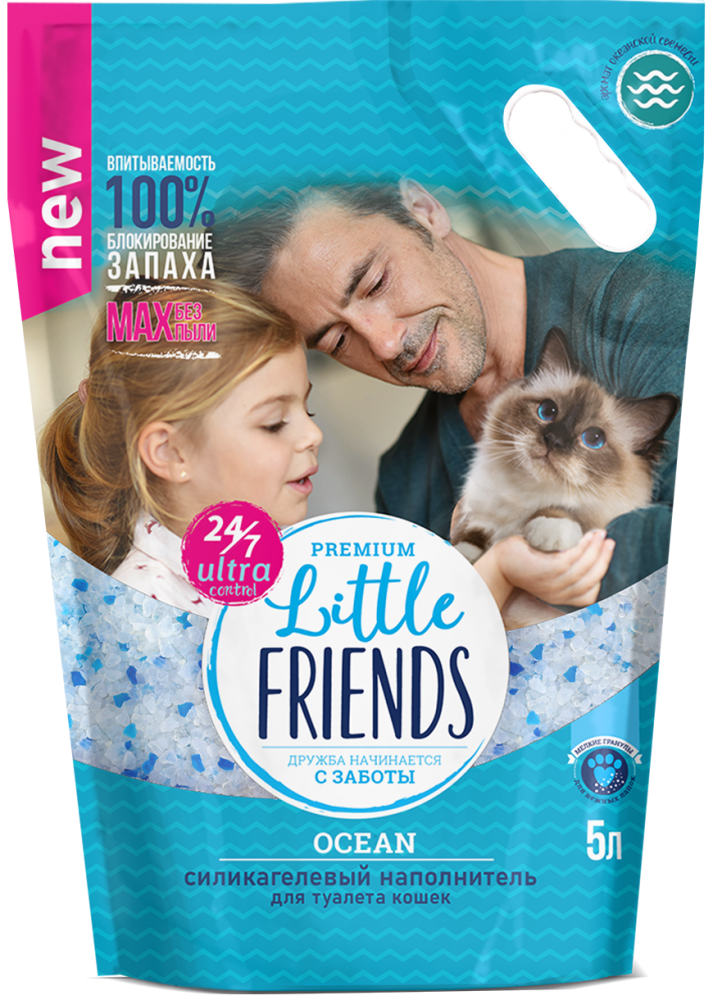 картинка Наполнитель Литл Френдс (Little Friends) силикагелевый для кошек, с ароматом морской свежести, 5 л. от магазина Зоокалуга