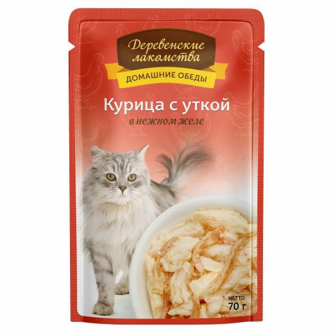 картинка ДЕРЕВ.ЛАКОМ 70г пауч д/кош Курица/утка в нежном желе 1*12 от магазина Зоокалуга