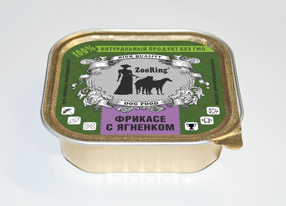 картинка Зооринг консервированный корм (Zooring) для собак, Фрикасе с ягненком, паштет, 100 гр. от магазина Зоокалуга