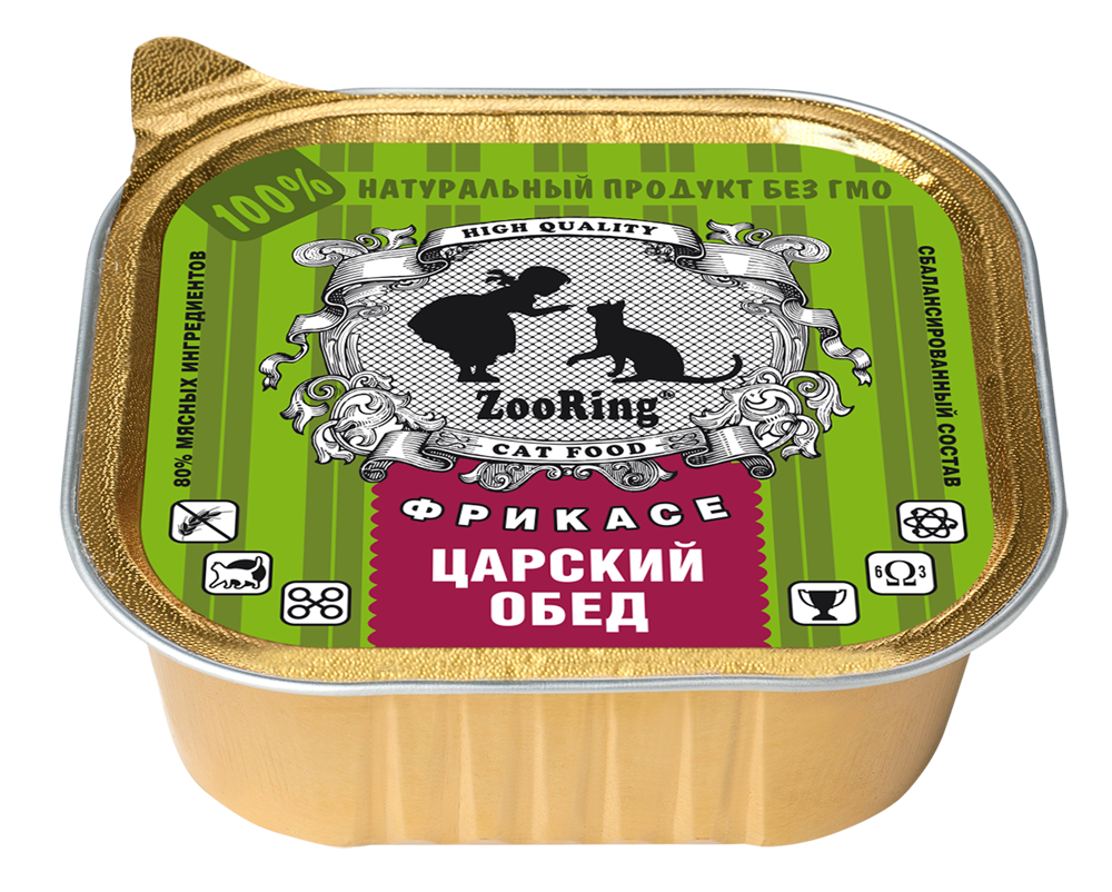 картинка ЗооРинг консервироанный корм для кошек, паштет, Царский обед, 100 гр. от магазина Зоокалуга