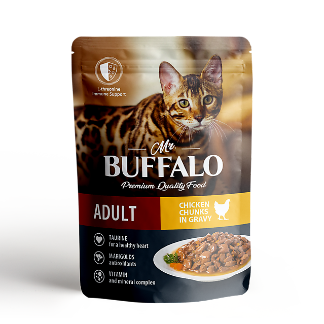 картинка Мистер Баффало (Mr. Buffalo) консервированный корм для кошек, цыпленок в соусе, 85 гр. от магазина Зоокалуга