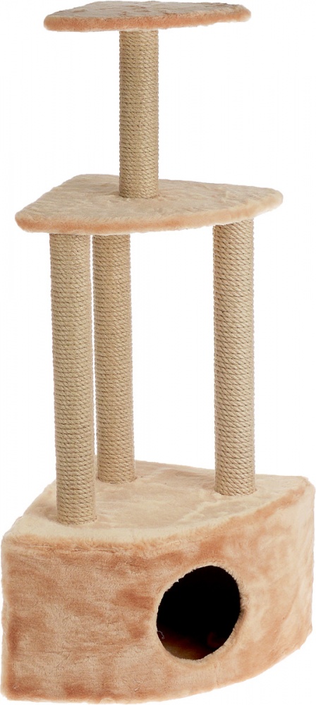 картинка Домик-когтеточка для кошек "Угловой" 3-х ярусный, джут, 40*40*115 см. от магазина Зоокалуга