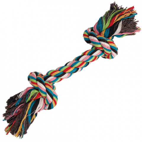 картинка Игрушка Трикси (Trixie) для собак - веревка разноцветная с узлом, 25 гр., 15 см. от магазина Зоокалуга