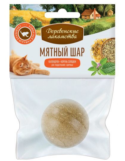 картинка ДЕРЕВ.ЛАКОМ. Мятный шар Календула+корень солодки 1*12 от магазина Зоокалуга