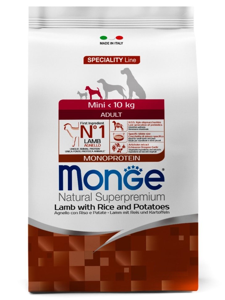 картинка Монж (Monge) сухой корм  монопротеин для собак мелких пород, ягненок/рис/картофель, 7,5 кг. от магазина Зоокалуга