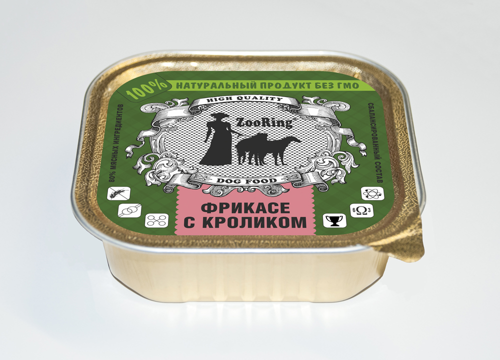 картинка Зооринг консервированный корм (Zooring) для собак, Фрикасе с кроликом,  желе, 100 гр. от магазина Зоокалуга
