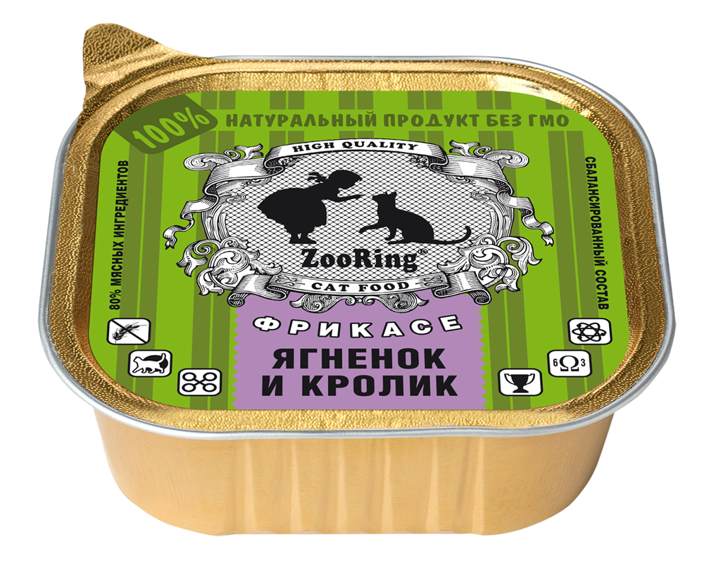 картинка ЗооРинг консервироанный корм для кошек, паштет, Ягненок/кролик, 100 гр. от магазина Зоокалуга