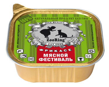 картинка ЗооРинг консервированный корм для кошек, кусочки в желе, Мясной фестиваль, 100 гр. от магазина Зоокалуга