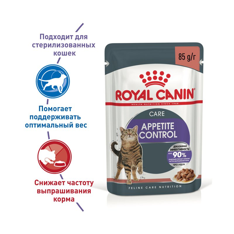 картинка Корм консервированный Роял Канин Аппетит Контроль (Royal Canin Appetite Control) для кошек в соусе , 85 гр. от магазина Зоокалуга