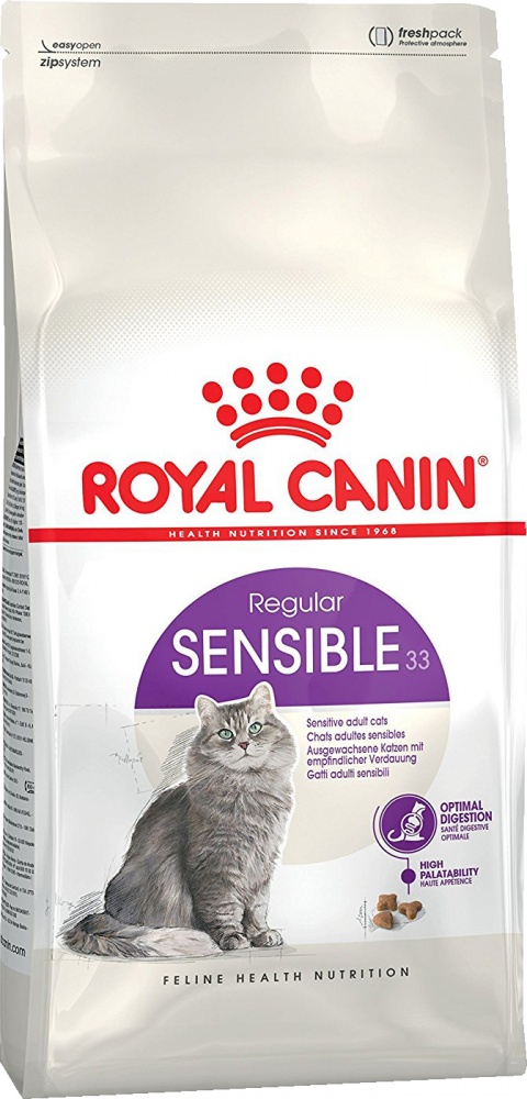 картинка Роял Канин (Royal Canin Sensible 33) сухой корм для кошек с чувствительным пищеварением, 2 кг. от магазина Зоокалуга