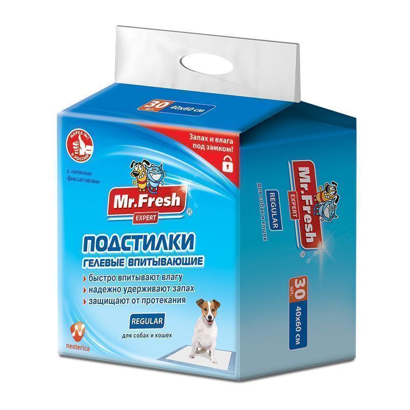 картинка Мистер Фреш Эксперт (Mr. Fresh Regular) гелевые подстилки повышенной впитываемости, 40*60, 30 шт. от магазина Зоокалуга