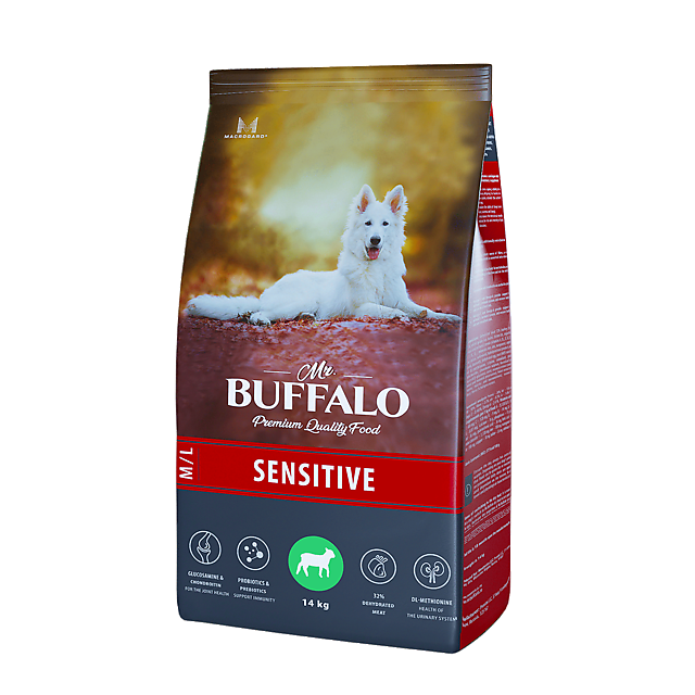 картинка Мистер Баффало (Mr. Buffalo) сухой корм для собак с чувствительным пищеварением, ягненок, 14 кг. от магазина Зоокалуга
