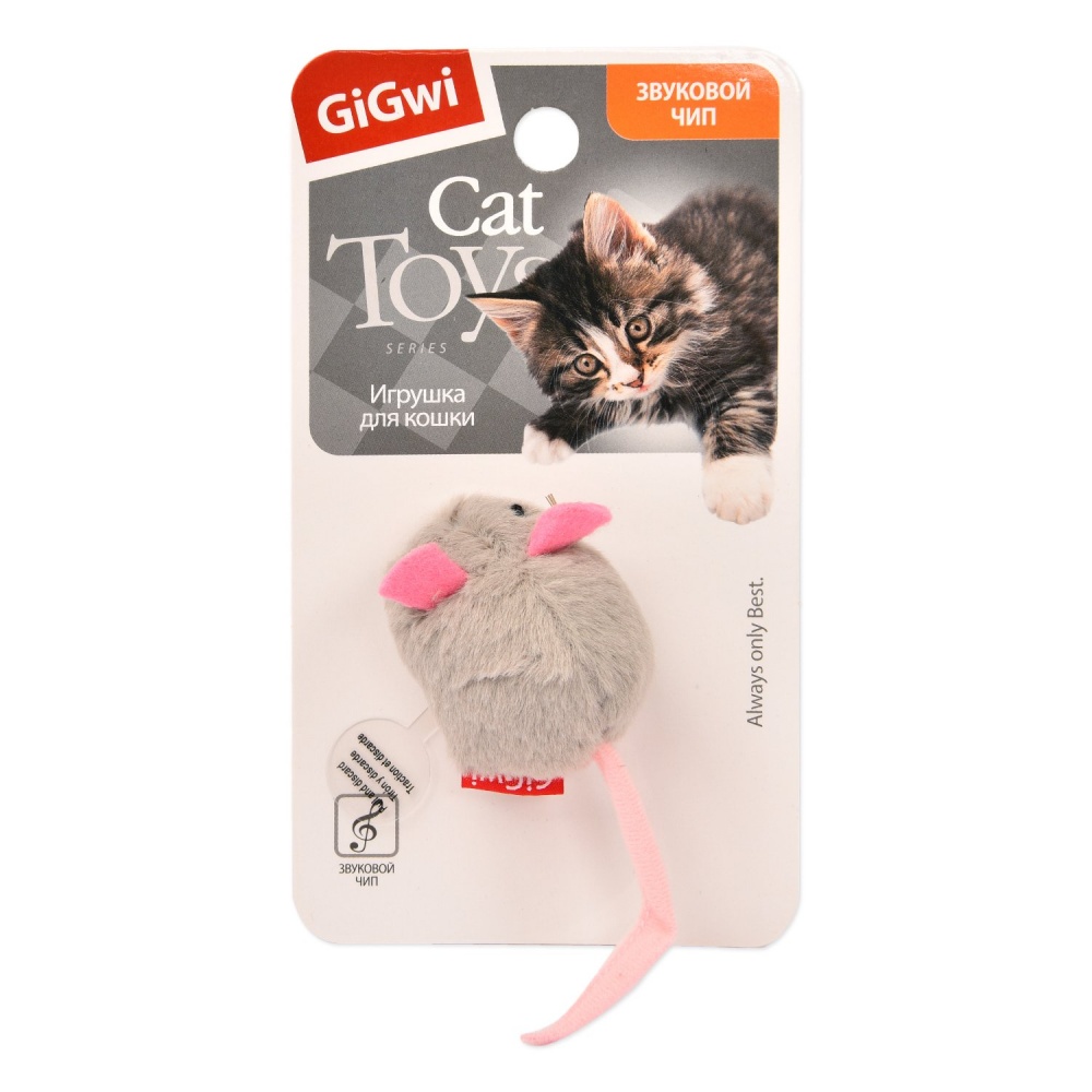 картинка Игрушка для кошек ГиГви (GiGwi) - мышка со звуковым чипом, 6 см от магазина Зоокалуга