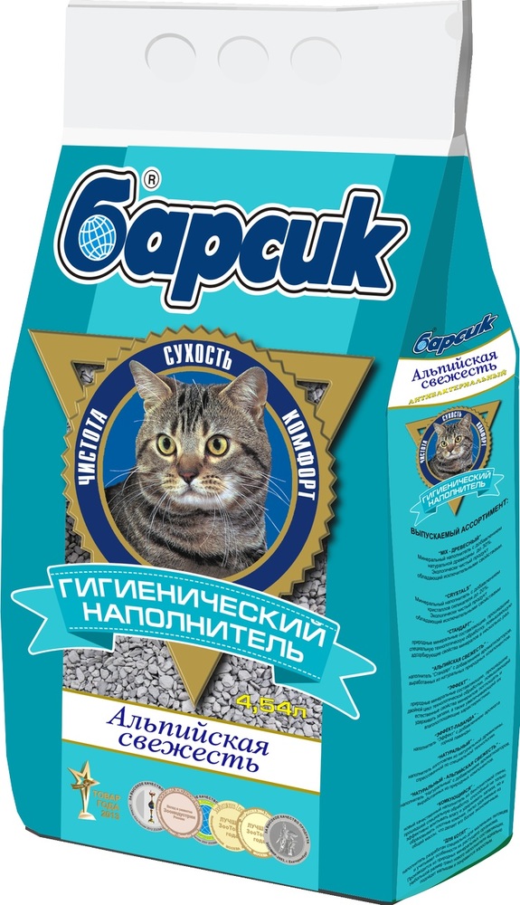 картинка Барсик наполнитель впитывающий для кошек Альпийская свежесть, 4,54 л. от магазина Зоокалуга