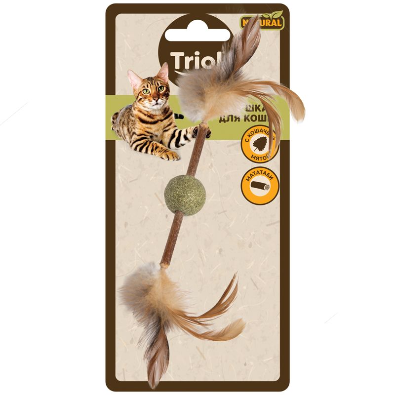 картинка Игрушка д/к из мататаби "Шарик с перьями" 120/200мм Триол от магазина Зоокалуга