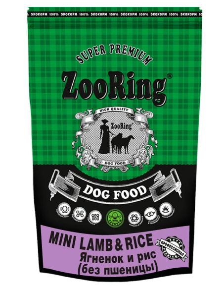 картинка Зооринг сухой корм (Zooring Mini Lamb&Rice) для взрослых собак мелких пород, Ягненок/рис, 2 кг. от магазина Зоокалуга
