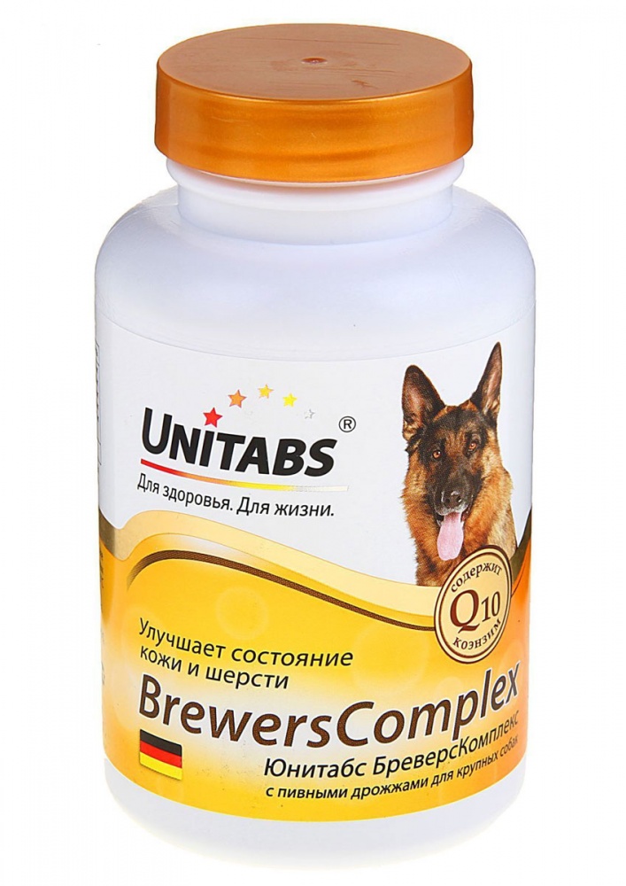 картинка Витамины Юнитабс Q10 для собак крупных пород  для кожи и шерсти, 100 таб. от магазина Зоокалуга