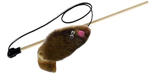 картинка Игрушка д/к GoSi Удочка "Мышка из натуральной норки" от магазина Зоокалуга