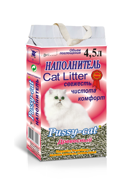 картинка ПУССИ КЕТ древес. 4,5 л (красный 1*3) Наполнитель д/к туал.  от магазина Зоокалуга