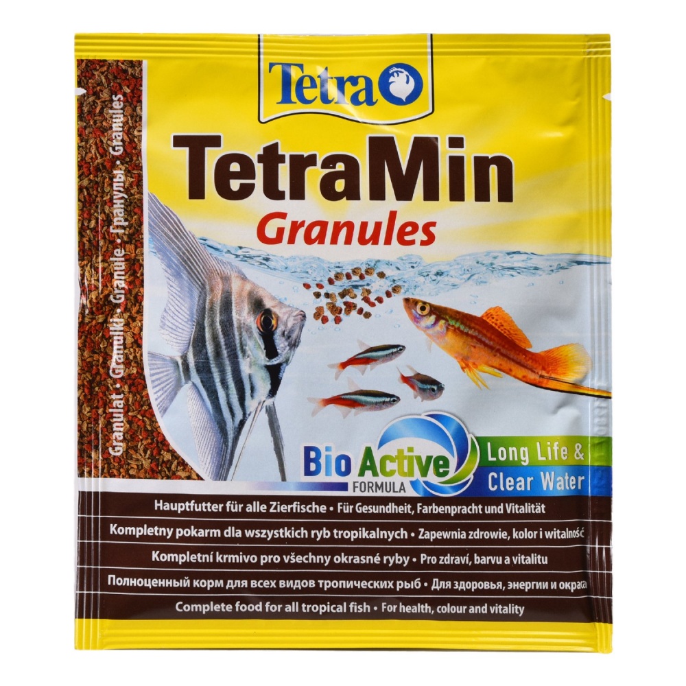 картинка Тетра (Tetra Min Granules) основной корм для аквариумных рыбок, гранулы, 15 гр. от магазина Зоокалуга