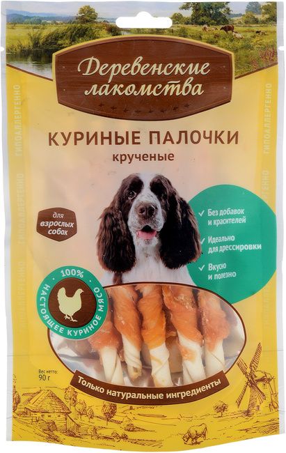 картинка ДЕРЕВ.ЛАКОМ. д/соб Палочки куриные крученые 90гр от магазина Зоокалуга