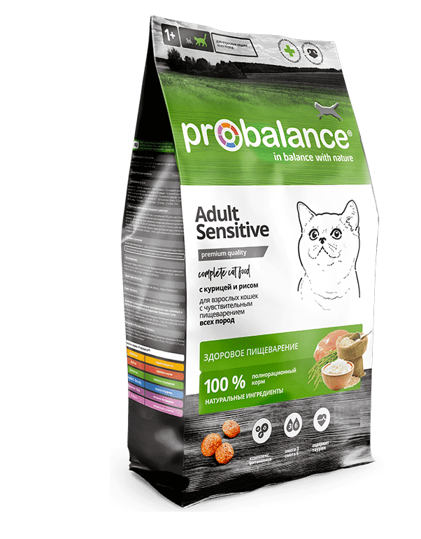 картинка ПроБаланс  1,8кг Сенсетив сух д/кош с чувств пищ.(кур/рис) 1*6 от магазина Зоокалуга
