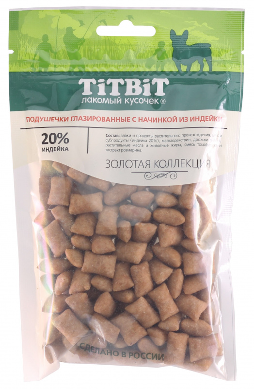 картинка ТитБит Подушечки глазированные с начинкой из индейки, 100 гр. от магазина Зоокалуга