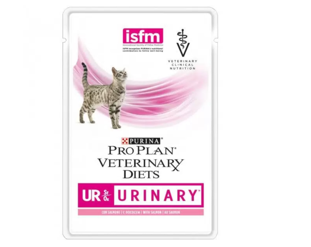 картинка Purina Pro Plan Veterinary Diets UR ST/OX Urinary, влажный корм для кошек при болезнях нижних отделов мочевыводящих путей, с лососем, 85 гр. от магазина Зоокалуга