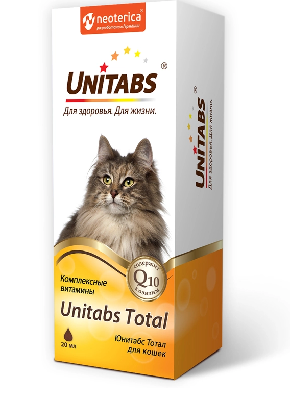 картинка Юнитабс Тотал (Unitabs) витаминный комплекс с коэнзимом Q10 для кошек, 20 мл от магазина Зоокалуга